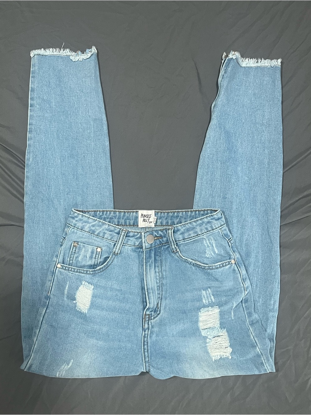 Princess Polly Distressed Ankle Zip Jeans Size 2